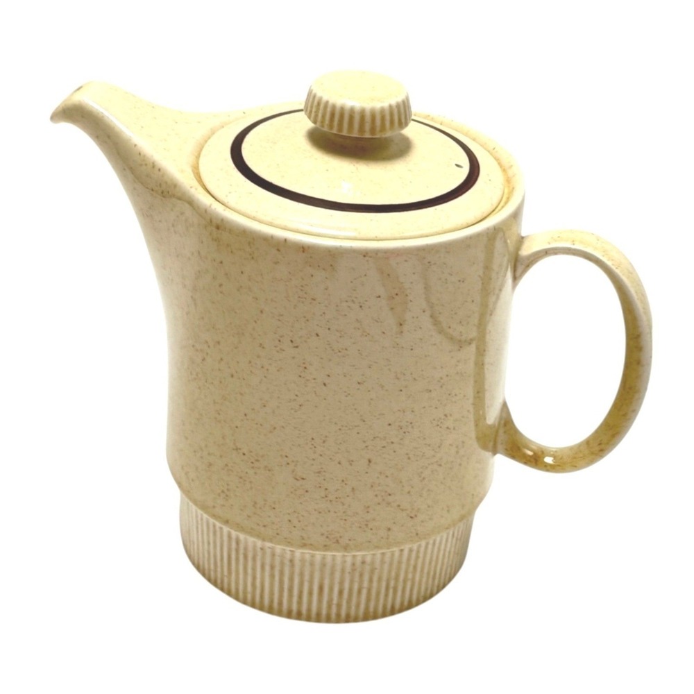 Vintage Poole Pottery Broadstone Teapot Speckled Yellow England MCM 1970s